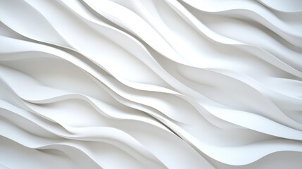 Obraz premium An elegant white wall with a flowing wave design, embodying abstract minimalism and tranquility through its smooth, fluid lines and glossy surface finish.