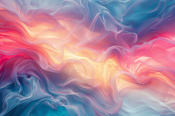 Obraz premium A colorful, abstract painting of a wave with a yellow and pink background