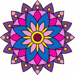 Abstract decorative colorful mandala on white background