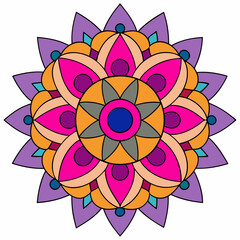 Abstract decorative colorful mandala on white background