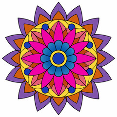 Abstract decorative colorful mandala on white background