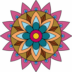 Abstract decorative colorful mandala on white background