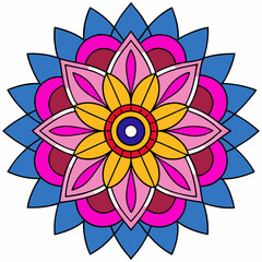 Abstract decorative colorful mandala on white background