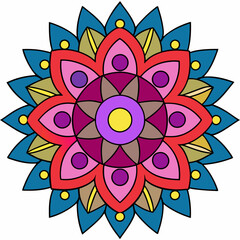 Abstract decorative colorful mandala on white background