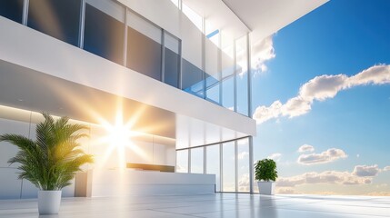 Obraz premium Office building with a striking modern facade, showcasing energy-efficient design and contemporary styling.