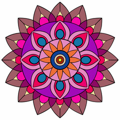Abstract decorative colorful mandala on white background