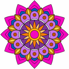 Abstract decorative colorful mandala on white background