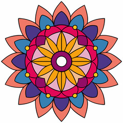 Abstract decorative colorful mandala on white background