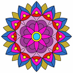 Abstract decorative colorful mandala on white background