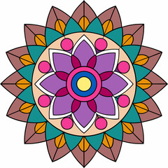 Abstract decorative colorful mandala on white background