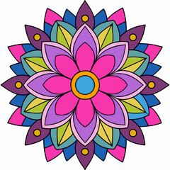 Abstract decorative colorful mandala on white background