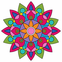 Abstract decorative colorful mandala on white background