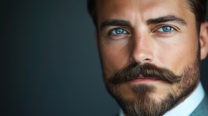 Obraz premium Gentleman Moustache Hairstyle: Classic and Stylish Barbershop Moustaches for the Modern Man