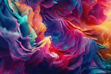 Obraz premium A vibrant and intricate close-up of a liquid painting, showcasing the beauty of abstract art