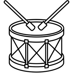 Minimalist Drum Outline with Crossed Drumsticks Symbol of the Little Drummer Boy