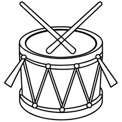 Minimalist Drum Outline with Crossed Drumsticks Symbol of the Little Drummer Boy