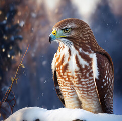 hawk in the snow