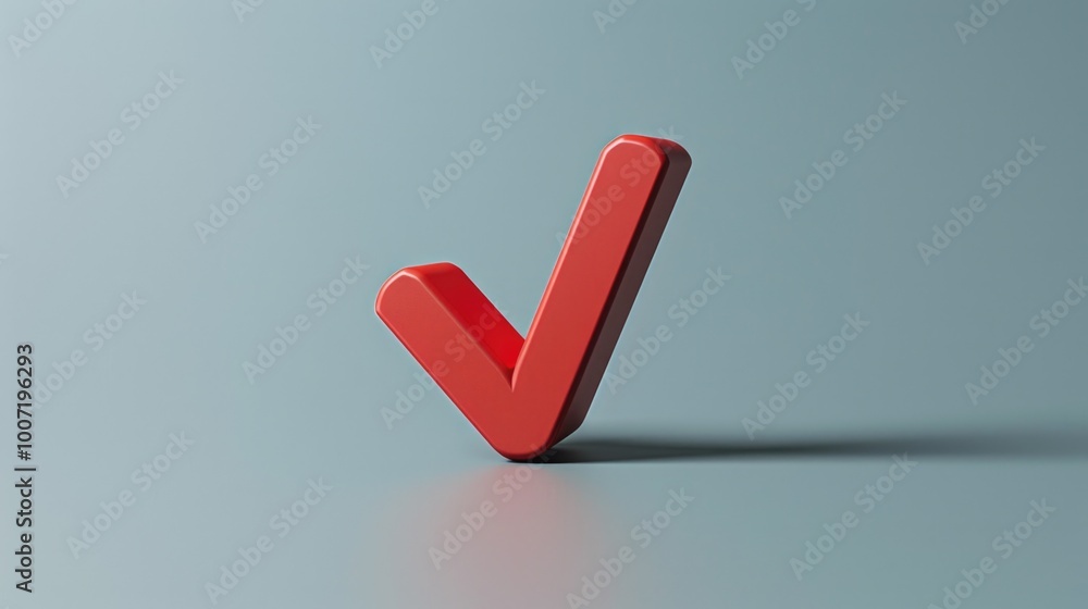 Poster a red v-shaped object sits on a table, potentially decorative or functional
