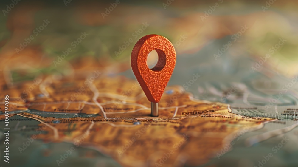 Poster a map with a red pin indicating a specific location