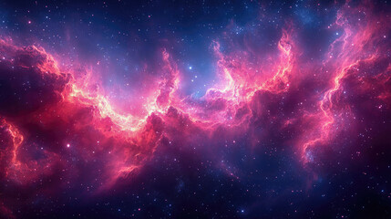 Obraz premium A vivid pink and blue cosmic nebula glowing against the backdrop of deep space, featuring stars and galactic clouds