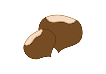 Dos castañas con cáscara en fondo blanco