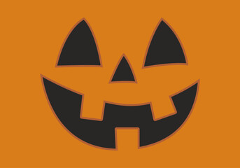 Sonrisa siniestra de halloween en fondo naranja