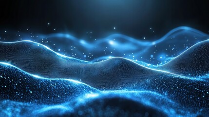 Ethereal Blue Waves with Sparkling Light Effects