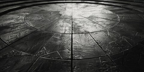 A classic black and white photograph of a circular clock