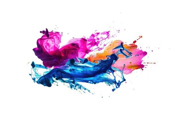 A person soaring through the air with vibrant paint, ideal for illustrating creative freedom or artistic expression