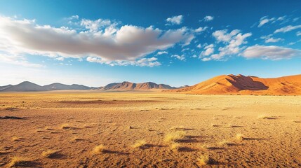 Fototapeta premium Desert Landscape with Blue Sky and Clouds