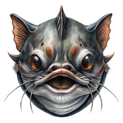 Naklejka premium Realistic Catfish Face Mask on Transparent Background, Ideal for Aquatic Themed Events and Costumes
