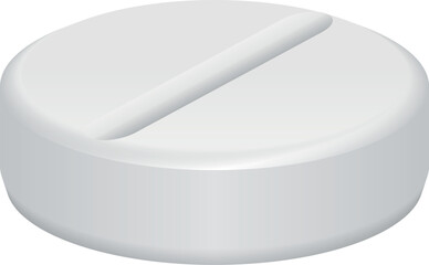 Realistic tablet mockup. White round medical drug
