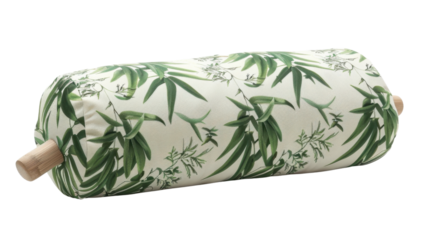 Bamboo yoga bolster pillow on white background