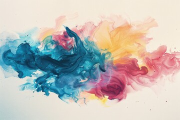 A detailed view of an art piece featuring vibrant inks and colors