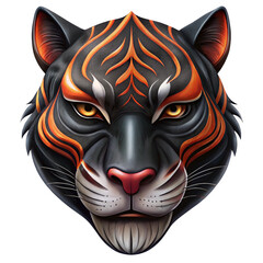 Striking Black Tiger Face Mask on Transparent Background, Great for Wild Animal Themed Events