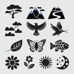 Naklejka premium set of black and white icons