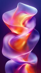 Naklejka premium vibrant vertical wallpaper featuring flowing, abstract wave forms in shades of purple, orange, and pink, creating a dynamic and smooth visual effect