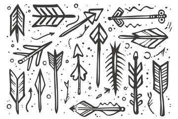 Fototapeta premium Graphic design with multiple arrows on a white surface, ideal for illustrations and presentations