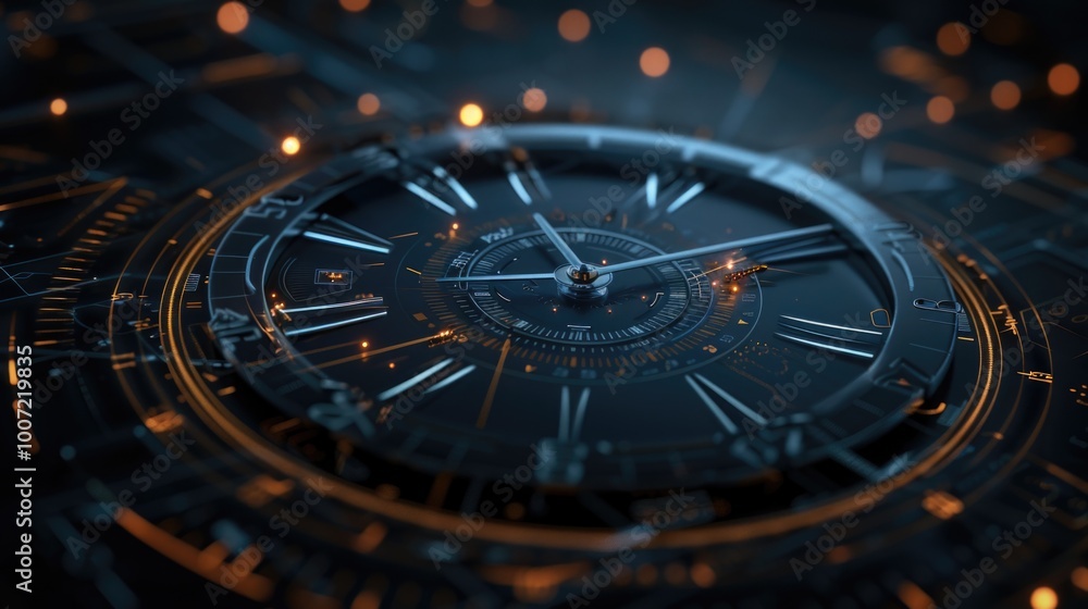 Poster a close-up view of a clock on a table