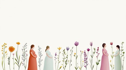 Joyful Women Embracing Nature Together in a Colorful Flower Field, Celebrating Friendship and the Beauty of the Outdoors Under a Clear Blue Sky