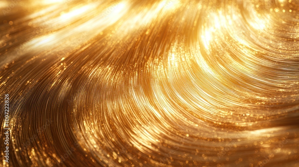 Wall mural abstract golden background with curved lines and bokeh.