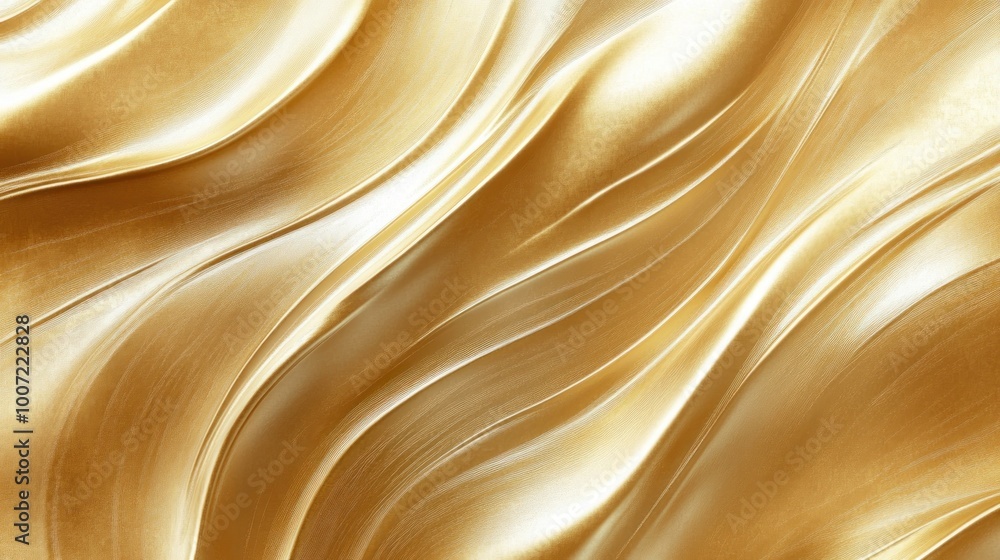 Poster abstract golden background with soft wavy lines.