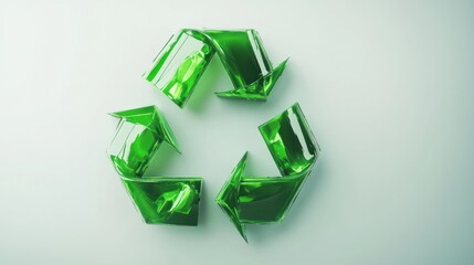 Green Recycle Symbol on White Background.