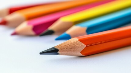 Fototapeta premium Colored pencils on a white background
