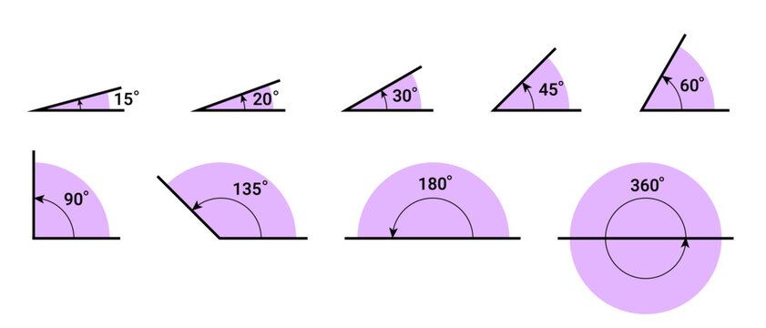 Geometric Mathematical Angles Illustration of Degrees Set