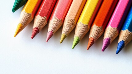 Fototapeta premium Pencils of different colors, school supplies on a white background