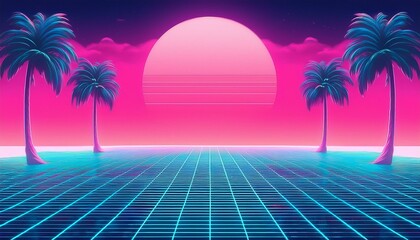 Fototapeta premium Retro sunset with palm trees