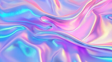Obraz premium Abstract colorful iridescent holographic background of crumpled fabric.
