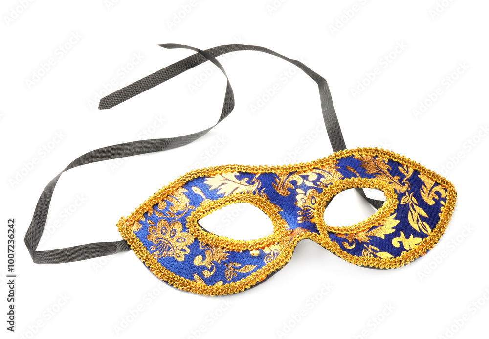 Sticker One beautiful carnival mask isolated on white