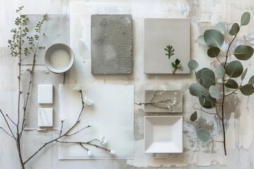 Desk accessories and office materials displayed on a table, useful for stock photos of workspaces or meeting rooms